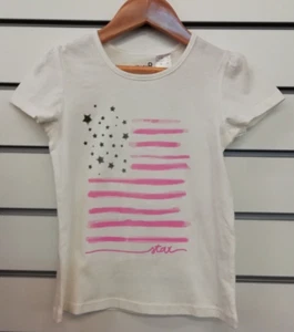 LA REDOUTE GIRLS WHITE AMERICAN STYLE FLAG PRINT TOP SIZE 6 YEARS NEW (ref 615) - Picture 1 of 2