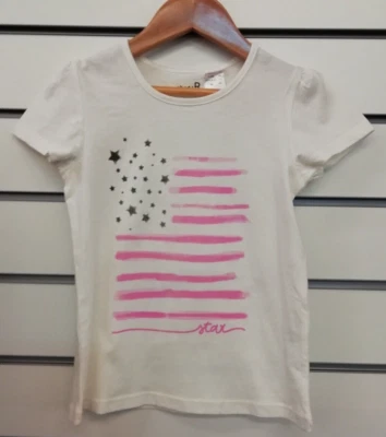 LA REDOUTE GIRLS WHITE AMERICAN STYLE FLAG PRINT TOP SIZE 6 YEARS NEW (ref 615) - Image 1 of 2