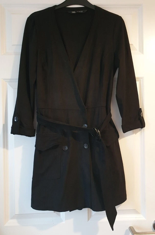 ZARA BLACK SOFT FAUX SUEDE BELTED PLAYSUIT SIZE L 10 12 - Image 1 of 4