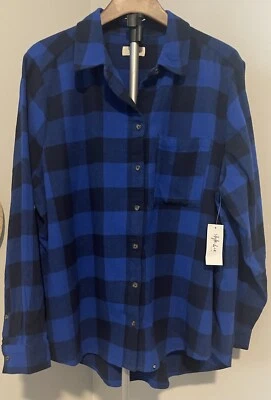 Style & Co Plus Size 2XL Buffalo Plaid Shirt Blue  NWT - Image 1 of 4