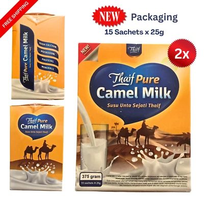 2 Boxes Thaif Camel Milk Powder 100% Halal Pure No Sugar High Calcium 15x25gx2 - Image 1 of 4