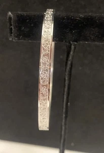 Vintage BEAU Rolled Edge STERLING Silver Elegant Bangle Flower Bracelet - Picture 1 of 14