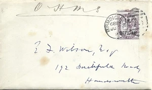 GB 1895 1d Lilac Overprinted Inland Revenue with Birmingham 75 CDS to Handsworth - Picture 1 of 1