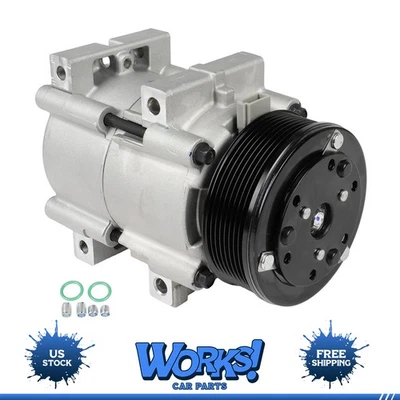 A/C AC Compressor w/ 8-Groove Pulley for 2000-2003 Ford Excursion V8 7.3L Foto 1 de 4