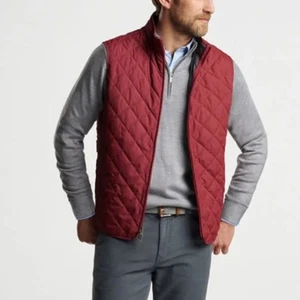 Peter Millar Hudson Lightweight Quilted Vest Cranberry M - Picture 1 of 8