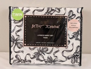 Betsey Johnson schwarz grau Ballettschleifen ZWILLING 4-teiliges Lakenset Kokette Band neu - Bild 1 von 10