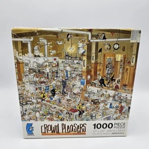 Crowd Pleasers 1000 pc Jigsaw Puzzle Kitchen Jan van Haasteren 27"× 20" Ceaco - Picture 1 of 8