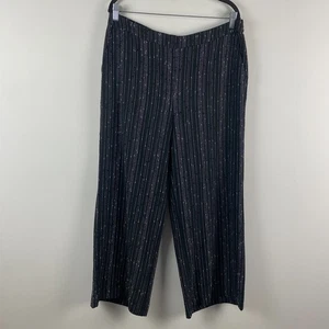 Chicos Wide Leg Pants Size 2.5 US 14 Pull Black White Stripe Textured High Rise - Picture 1 of 10