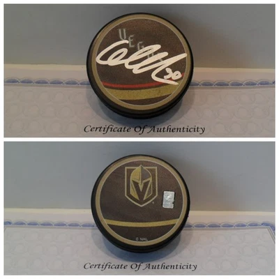 Carl Lindbom Autographed Signed Vegas Golden Knights Puck COA Reverse Retro - Image 1 of 3