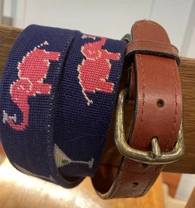Elefant und Martini handgenähter Nadelspitze Ledergürtel Größe 36 - Bild 1 von 15