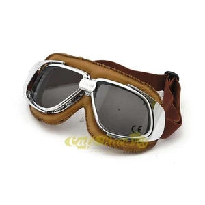 Lunettes de Moto Marron pour Casque Avec Lentille À Miroir Custom Protection UV - Picture 1 of 1