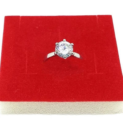 DONNA ZIRCONE BRILLANTE ANELLO SOLITARIO FIDANZAMENTO ARGENTO ACCIAIO jg - Immagine 1 di 4