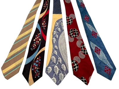 Lote de 5 corbatas vintage para hombre de la década de 1940 | Corbatas novedosas Swing Era Silk Rayon MCM Foto 1 de 4