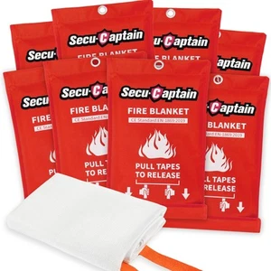 SecuCaptain Emergency Fire Blanket for Home and Kitchen - 8 Pack 40"x40" Flame - Picture 1 of 5
