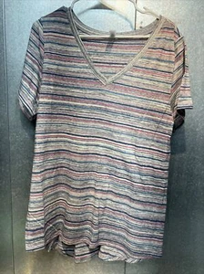 LuLaroe Short Sleeve Blouse Multicolored Stripes Size XL  - Picture 1 of 11