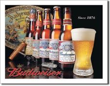 16" X 12 1/2" BUDWEISER HISTORY OF BUD METAL SIGN NEW
