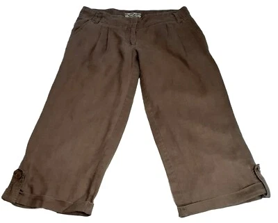 Pantalones Forever Twenty One Capri tiro bajo pierna recta talla pequeña 28" x 20" marrón Foto 1 de 4
