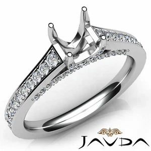 Micro Pave Setting Asscher Semi Mount Diamond Engagement Ring 14k Gold 0.75Ctw - Picture 1 of 29