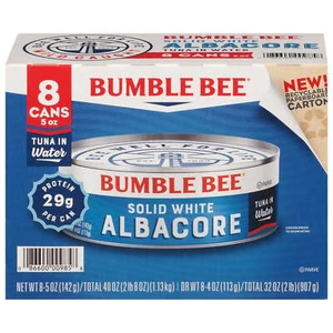(Pack of 8) Bumble Bee Solid White Albacore Tuna in Water, 5 oz cans - Picture 1 of 8