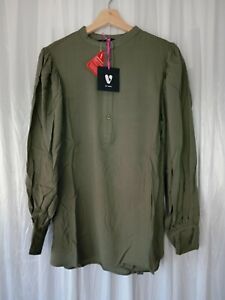 V BY VERY OLIVE WOMENS LONG SLEEVE TOP SIZE 10 NEW FREE UK POSTAGE
