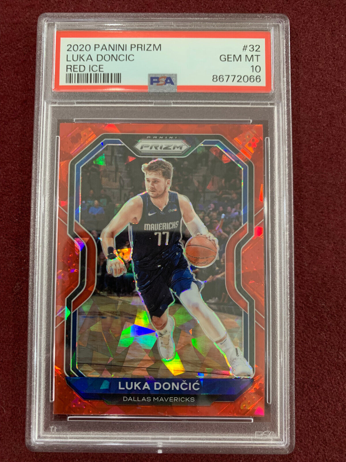 Luka Doncic 2020 Panini Prizm Red Ice Prizm PSA 10 Gem Mt