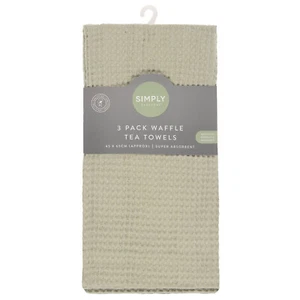 3pk Simply Everyday Waffle Tea Towels Absorbent & Quick Drying Towels - Sage - Picture 1 of 6