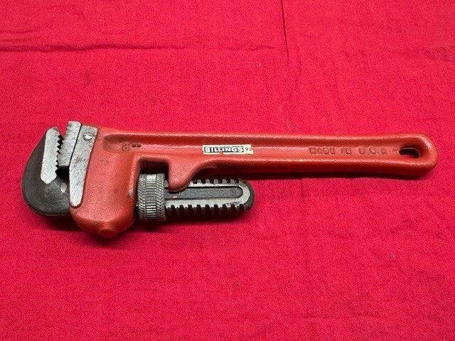 Billings No. 92 Heavy Duty Pipe Wrench, 8" 1/8-1" Carbon Steel  Vintage! - Image 1 of 4