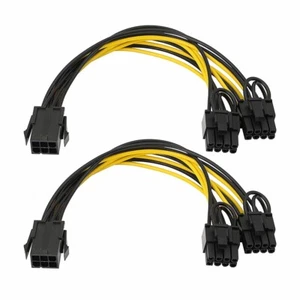 2x PCI-E 6-pin to 2x 6+2-pin (6-pin/8-pin) Power Splitter Cable PCIE PCI Express - Picture 1 of 7