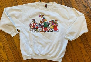 Vintage 90s Rocky & Bullwinkle & Friends Christmas Crewneck Youth Large UBI USA - Picture 1 of 11