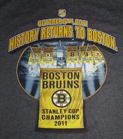 October 6th 2011 HISTORY RETURNS to BOSTON BRUINS Champs (2XL) T-Shirt BERGERON Cover