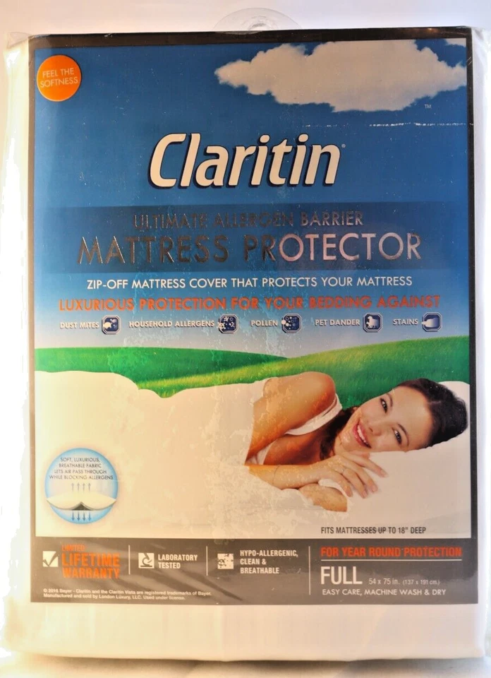 Claritin Ultimate Allergen Barrier Mattress Protector King Size ZIPPER 18" B6