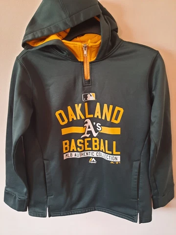 Oakland Athletics Sweater Youth Medium Green MLB Baseball Majestic Hoodie--EUC!! Cover