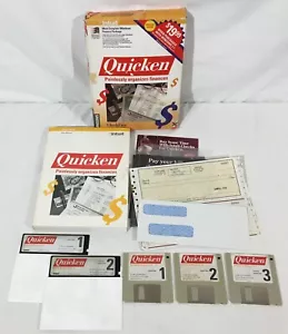 Vintage Intuit Quicken 1.01 Finance Software For Windows 3.1 Floppy Disks In Box - Picture 1 of 9