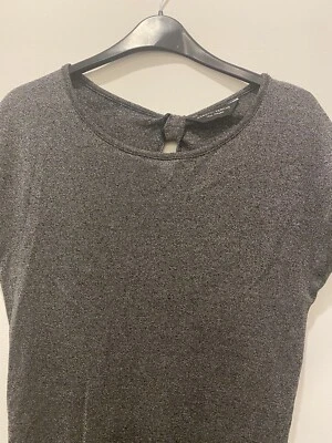Women’s Dorothy Perkins Size 10 Silver Metallic Top With Open Back Detail Used  - Image 1 of 4