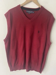 U.S. Polo Assoc Mens Vest XL 100% Cotton Red Preppy Academia Business Workwear  - Picture 1 of 10