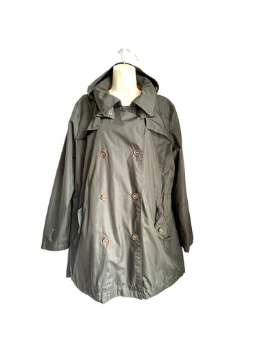 VETEMENTS Hawke & Co Trench Coat Parka XL Marrone Arancione Bordo con Cappuccio Doppiopetto 33" Lon