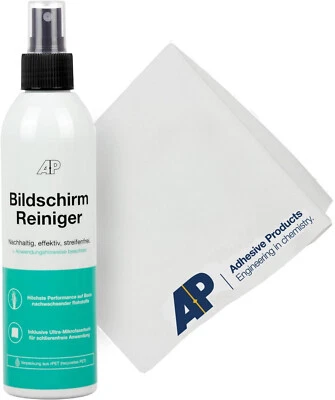 ADHESIVE PRODUCTS AP Bildschirmreiniger-Set, Reiniger für Brillen, Displays, Glas uvm. - mit Tuch