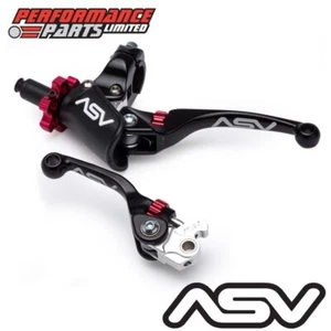 ASV Black F4 Short Brake + Long Clutch Lever with Pro Perch, Kawasaki KX250 2002 - Picture 1 of 10