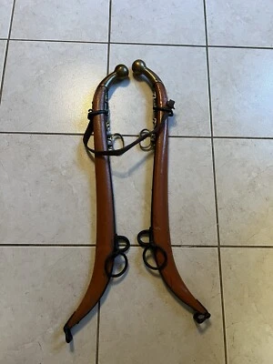Horse Hames - Antique Red Wooden Pair Rustic Western Mule Primitive - Image 1 of 4
