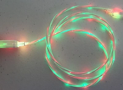 DUAL COLOR LED light power cord charger cable for MICRO USB ANDROID SMART PHONES - Image 1 of 4
