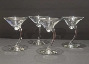 Libbey Bravura Martini gebogener Stiel mundgeblasenes Glas 4er Set Art Deco - Bild 1 von 4