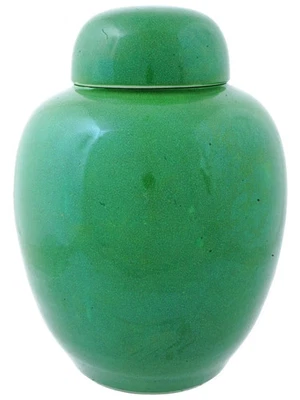 Antique Chinese Qing Crackle Glazed Green Vase Ginger Jar - Image 1 of 4