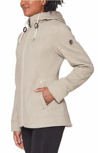 1 MADISON STRICKJACKE KNIT FULL ZIP KAPUZENJACKE HELLBRAUN HAFERFLOCKEN DAMEN MEDIUM - Bild 1 von 10