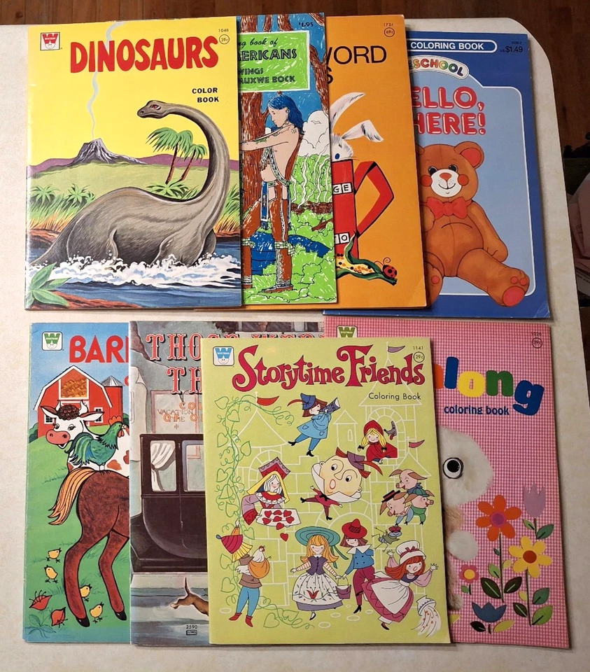 Vintage 1970s 1980s Coloring Activity Books Lot ALL UNUSED Whitman Dinosaurs - Image 1 of 4
