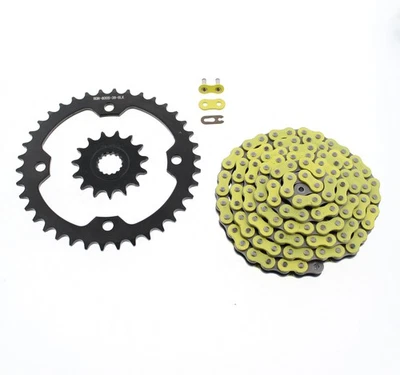 Yamaha YFM700 700 Raptor 2006-2009 cadena amarilla y piñón negro 15/38 102L Foto 1 de 3