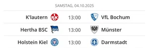 Sky WOW TV Ticket - 2. Liga FCK Bochum Hertha Kiel Darmstadt Sa. 4.10. - Bild 1 von 1