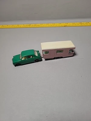 Coche diecast vintage Matchbox Lesney n.º 23 - remolque rosa claro caravana con cubierta Foto 1 de 4