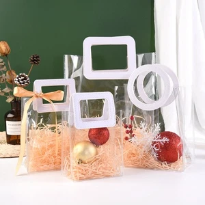 Square Shape Handle Clear Tote Bag Transparent Waterproof Storage Bag - Picture 1 of 11
