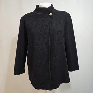 Karl Lagerfeld Cardigan Sweater Womens Size XS Black Gold Button Cap Poncho - Picture 1 of 14