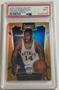 Oscar Robertson 2015-16 Panini Select #36 Orange Prizm SP 57/60 PSA 9 MINT